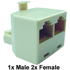 Doos a 5st. Modulair T-stuk 1x Male - 2x Female RJ11 kruis