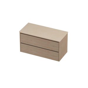 Deck Set Top afdekplaat hardsteen en onderkast symmetrisch 1000x460x550mm Sand stone/Ideal oak