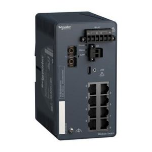 Managed Switch 8 ports copper + 1 port fiber optic s Modicon