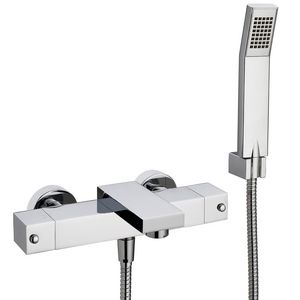 Level bad/douche thermost. kraan opbouw compleet zilver flex chroom