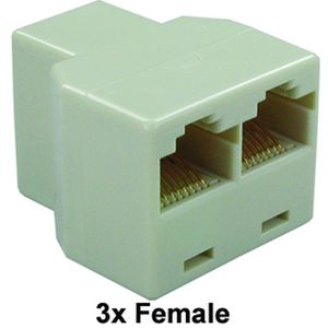 Doos a 5st. Modulair T-stuk 3x Female RJ11 Recht