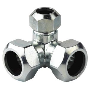 Hoek T-koppeling knel messing verzinkt 22x22x22mm 115 VVE=10