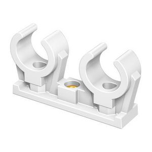 Kunststof beugel FLAMCOFIX dubbel KSD Ø12mm wit  met moer M6 VVE=50