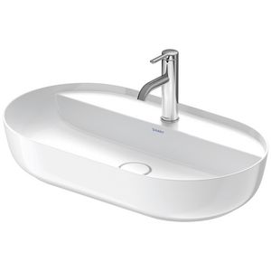 Opzetwastafel 700mm LUV geslepen zonder overloop met kraanvlak 1 kraangat wit