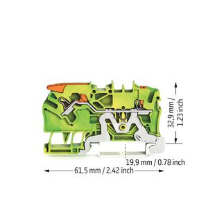 2-draads aardklem met hendel en Druk 2,5mm² VVE=50