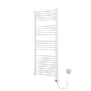 Elektr. radiator SCALA 1255x500mm 600W RAL9016 120cm snoer met ronde thermostaat