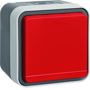 Wandcontactdoos+rode deksel tekstv. en behuizing W.1 grijs
