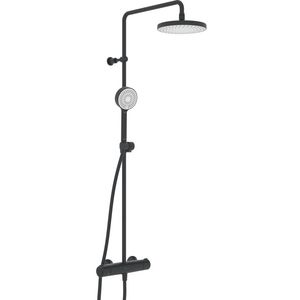 Micra douchesysteem mat zwart thermostaat 150mm +BASICJET handdouche 3 straalsoorten + hoofddouche 200mm