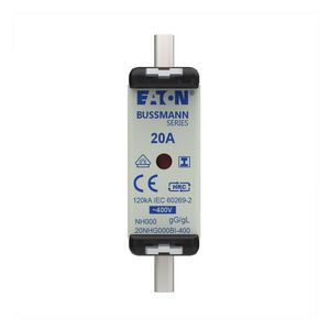 Zekering laagsp. 20A AC 400V NH000 gL/gG dubbele mel VVE=3