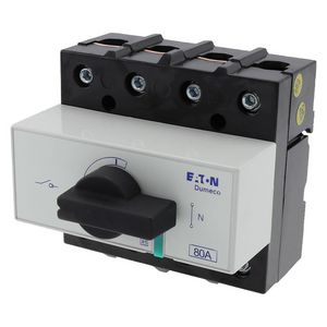Lastscheider DUMECO 80A 3-polig +SN doorgaande nul draaigr. zwart