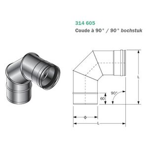 Bocht enkelwandig RVS SPG 90° 100mm Roccheggiani