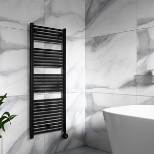 Elektr. handdoekradiator CALOR-V2 BLACK 500W 500X927mm snoer 1,2mtr + stekker incl. regeling