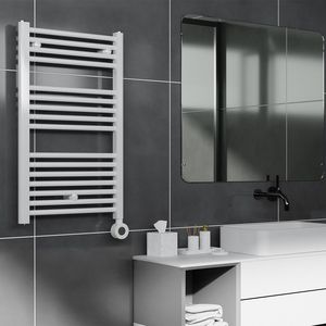 Elektr. handdoekradiator CALOR-V2 WHITE 900W 600X1497mm snoer 1,2mtr + stekker incl. regeling