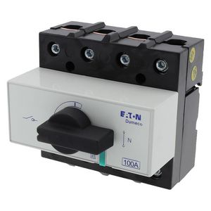 Lastscheider DUMECO 100A 3-polig +SN doorgaande nul draaigr. zwart