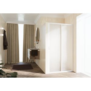 Schuifdeur LUNES 2P 1020-1080x1950mm glas niva profiel wit
