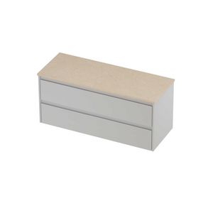 Deck Set Top afdekplaat hardsteen en onderkast symmetrisch 1200x460x550mm Sand stone/glans wit