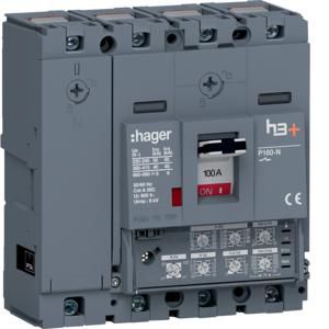 Vermogensautomaat h3+ P160 LSI 4P4D 100A 40kA kooiklemmen