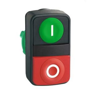 Dubbele drukknop 22mm MarkeringI O" Rood/groen Harmony XB5