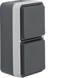 Wandcontactdoos KB 2-v vert. met behuizing berker W.1 grijs