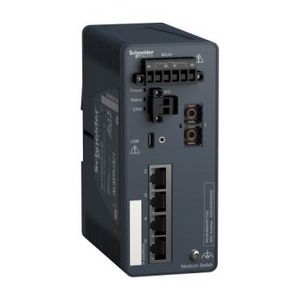 Managed Switch 4 ports copper + 1 port fiber optic s Modicon