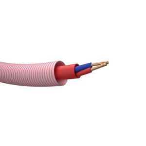 Rol a 100m. voorbedrade buis PROFIT 16 PK alarm kabel AFG Cca RD 1x2x1 BM (rood - blauw)