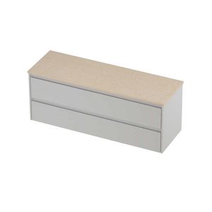 Deck Set Top afdekplaat hardsteen en onderkast symmetrisch 1400x460x550mm Sand stone/glans wit