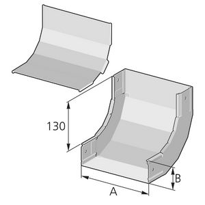 Hoekstuk 90gr deksel binnenz B 100mm H 60mm staal verzinkt PIK-WDIS-100/60S