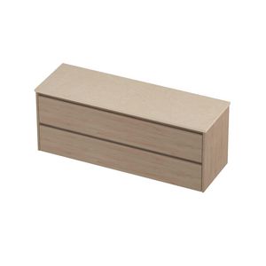 Deck Set Top afdekplaat hardsteen en onderkast symmetrisch 1400x460x550mm Sand stone/Ideal oak
