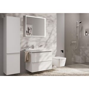 Tecturis E 1-hendel wastafelkraan 210 Fine CoolStart met draaibare uitloop en afvoerplug mat wit
