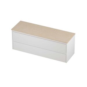 Deck Set Top afdekplaat hardsteen en onderkast symmetrisch 1400x460x550mm Sand stone/mat wit