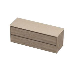 Deck Set Top afdekplaat hardsteen en onderkast symmetrisch 1400x460x550mm Sand stone/Raw oak