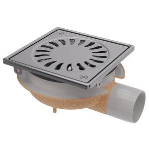 ABS doucheput 146x146mm ZU. 50mm RVS verstelbaar/vastzetbaar rooster