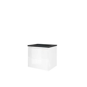 Set Proline hardsteen Elegant wastafel zonder kraangat onderkast symmetrisch glans wit 60x46cm