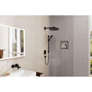 Rainfinity Doucheset 130 3 straalsoorten EcoSmart met glijstang S Puro 65cm push-schuifstuk en Designflex textiel doucheslang mat zwart