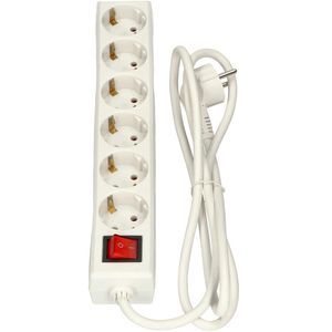 Selly 6x 230V RA + 1x schakelaar 1,5mmet RA stekker wit