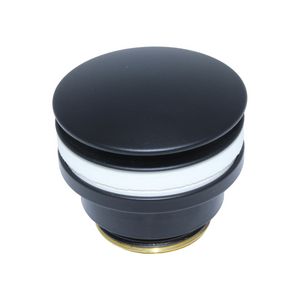 Afvoerplug 1.1/4"x60mm mat zwart push-open m.grote stop