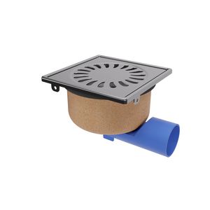 Doucheput verstelbaar 146x146mm RVS met onderuitlaat + zijuitlaat WS 50mm