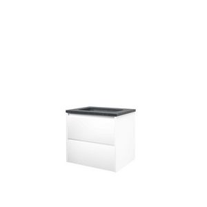 Set Proline hardsteen Elegant wastafel zonder kraangat onderkast symmetrisch mat wit 60x46cm