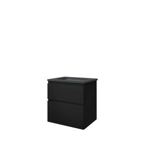 Set Proline hardsteen Elegant wastafel zonder kraangat onderkast symmetrisch mat zwart 60x46cm