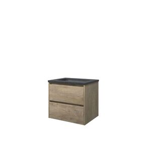 Set Proline hardsteen Elegant wastafel met 1 kraangat onderkast symmetrisch raw oak 60x46cm