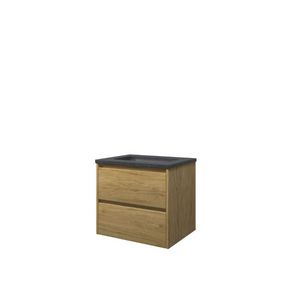 Set Proline hardsteen Elegant wastafel met 1 kraangat onderkast symmetrisch ideal oak 60x46cm