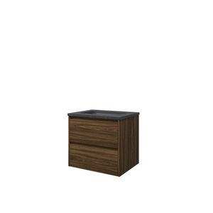 Set Proline hardsteen Elegant wastafel met 1 kraangat onderkast symmetrisch cabana oak 60x46cm