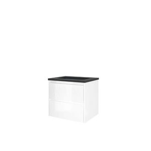 Set Proline hardsteen Elegant wastafel met 1 kraangat onderkast symmetrisch glans wit 60x46cm