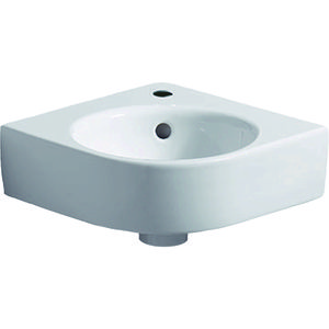 Renova compact hoekfontein zijlengte 32cm met kraangat + overloop wit Keratect