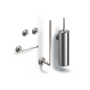 FLAT closetaccessoireset (closetrolhouder/borstelgarnituur/reserveclosetrolhouder/2x haak) rvs geborsteld