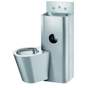 Wastafel hangWC Combi links RVS 304 mat