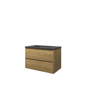 Set Proline hardsteen Elegant wastafel zonder kraangat onderkast symmetrisch ideal oak 80x46cm