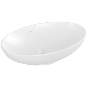 Loop & Friends  opzetwastafel ovaal 560x380mm Stone White C+ met overloop