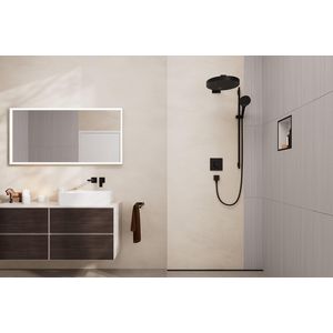 Rainfinity Doucheset 130 3 straalsoorten met glijstang S Puro 90cm push-schuifstuk en Designflex Textiel doucheslang 160cm mat zwart