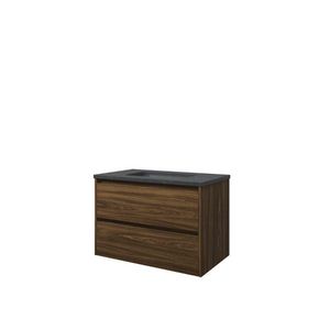 Set Proline hardsteen Elegant wastafel zonder kraangat onderkast symmetrisch cabana oak 80x46cm